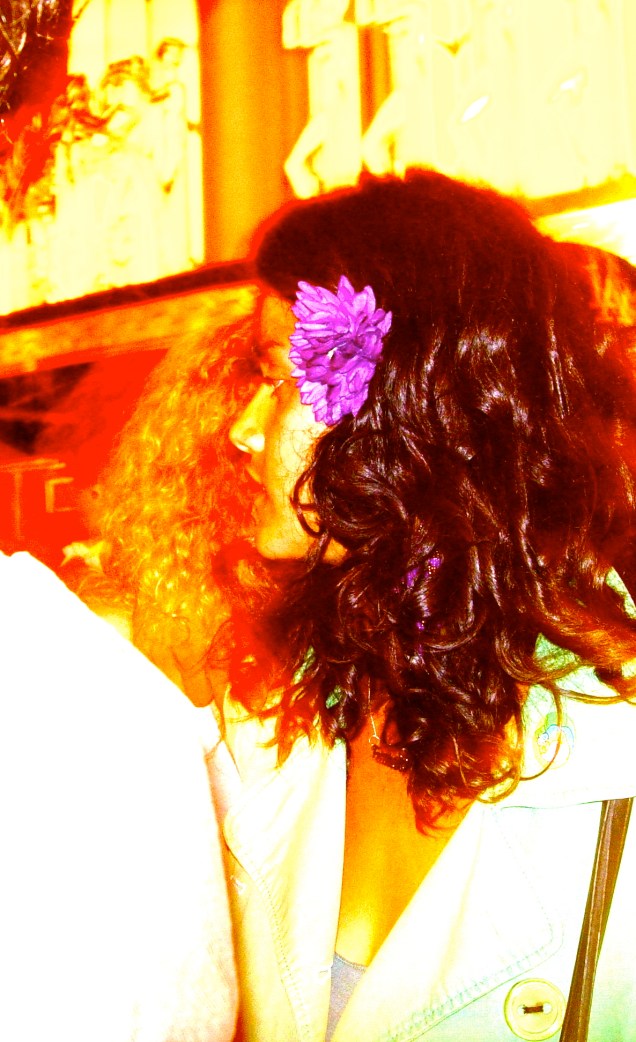 francis with a flower in her hair